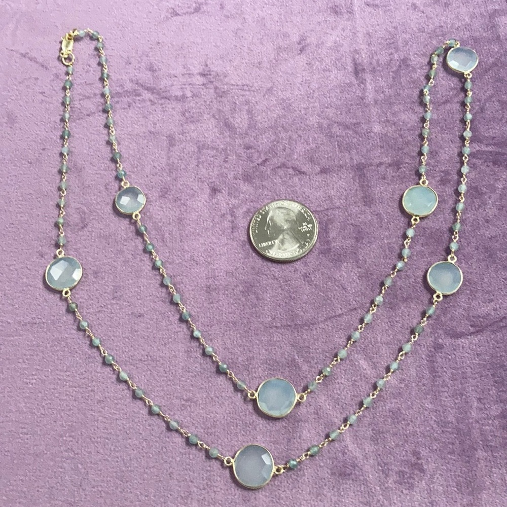 Chalcedony  Paraiba appetite bead necklace